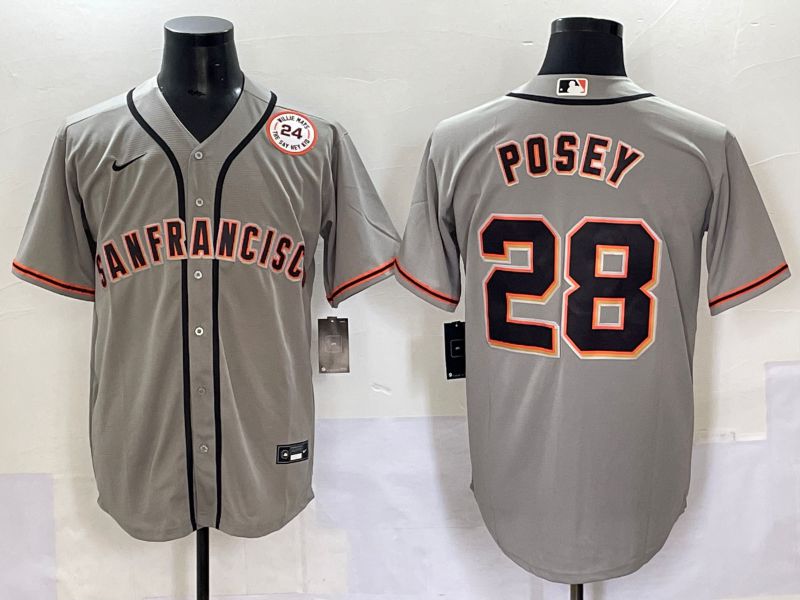 Men 2025 San Francisco Giants #28 Posey Grey Game Nike MLB Jersey style 43